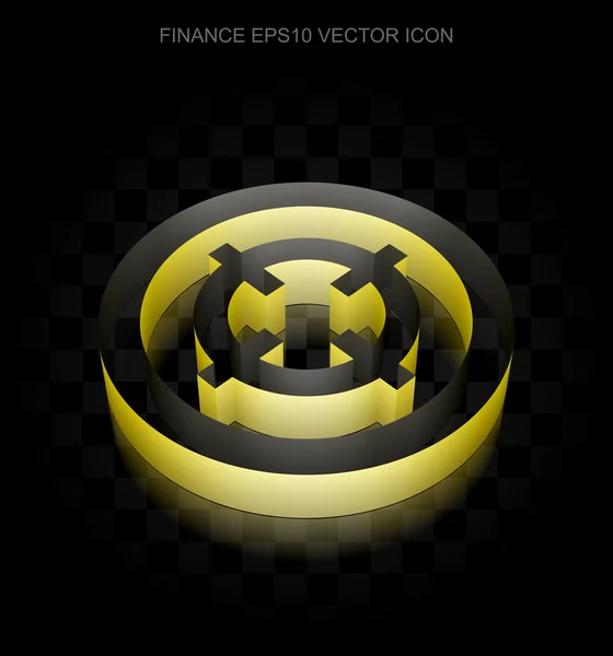 Business Icon: gul 3D Target gjord av papper, transparent skugga, EPS 10 vektor. — Stock vektor
