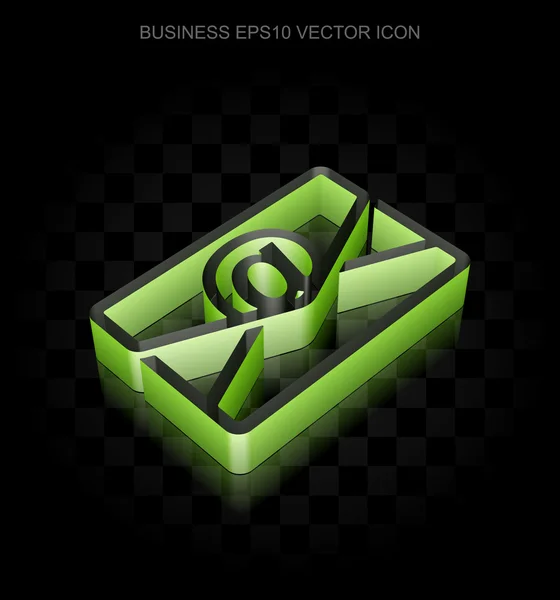 Icône Finance : Vert 3d Email en papier, ombre transparente, vecteur EPS 10 . — Image vectorielle