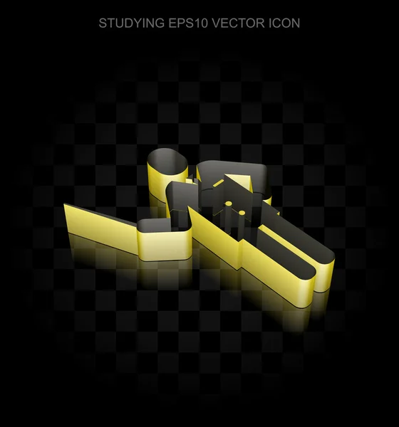 Icono de aprendizaje: Amarillo 3d Profesor de papel, sombra transparente, vector EPS 10 . — Archivo Imágenes Vectoriales