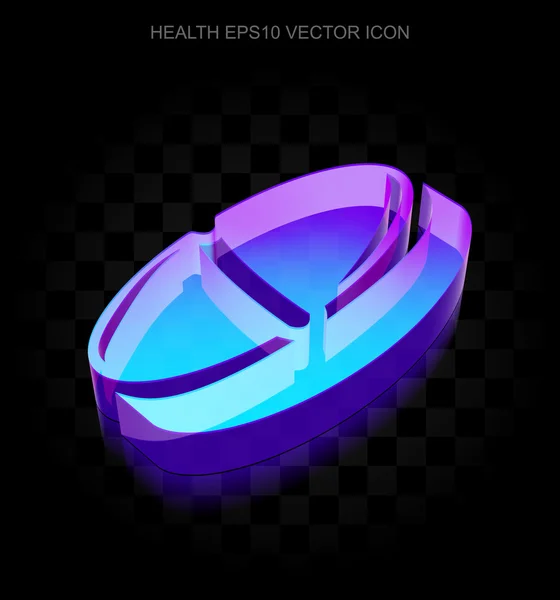 Icono de la salud: 3d neón brillante píldora de vidrio, EPS 10 vector . — Vector de stock