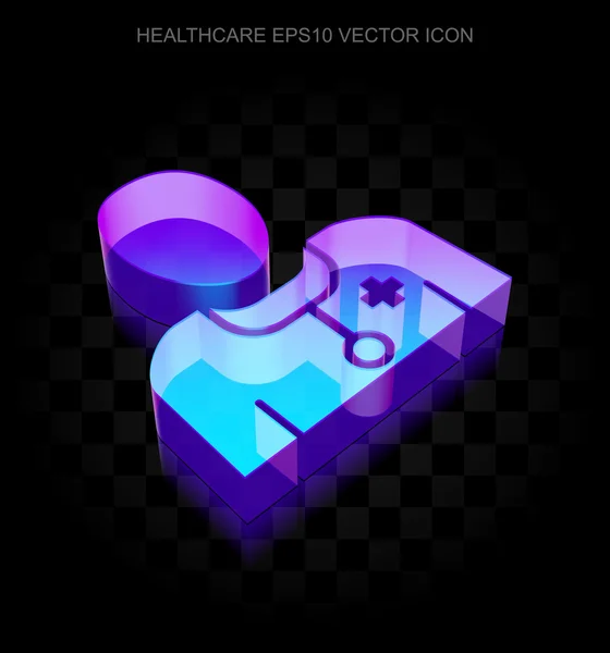 Medizin-Ikone: 3D Neon leuchtender Arzt aus Glas, Folge 10 Vektor. — Stockvektor