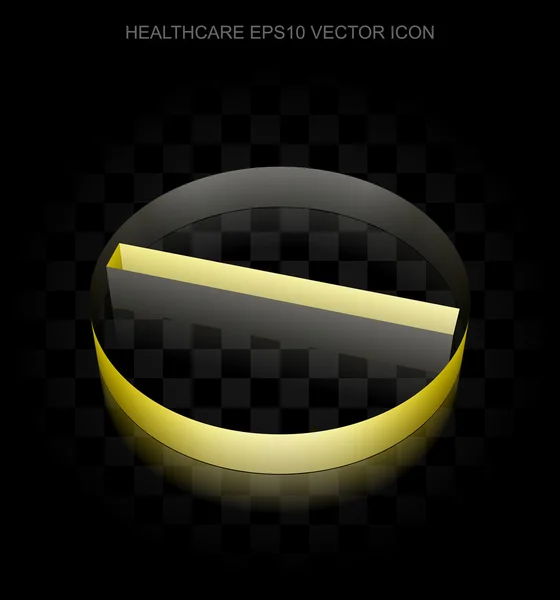 Icono de la salud: Amarillo 3d píldora de papel, sombra transparente, vector EPS 10 . — Archivo Imágenes Vectoriales