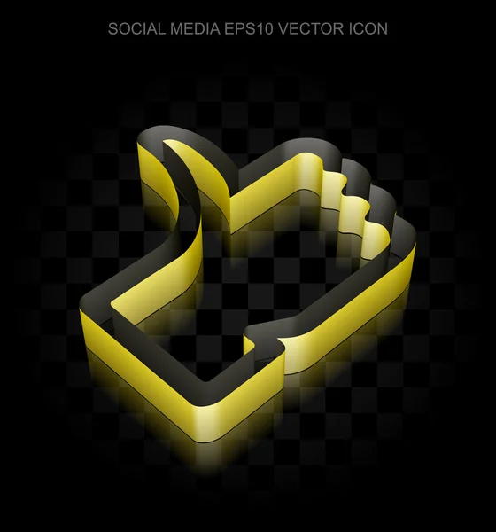 Social network icon: Yellow 3d Thumb Up made of paper, transparent shadow, EPS 10 vector. — Stock Vector