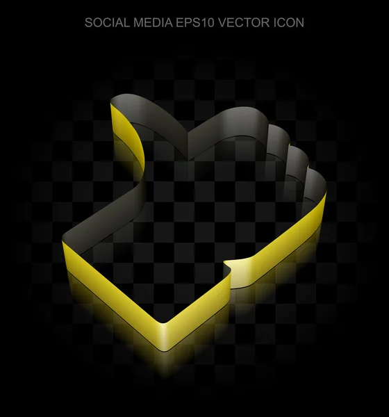 Social media icon: Yellow 3d Thumb Up made of paper, transparent shadow, EPS 10 vector. — Stock Vector