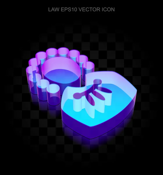 Icona della legge: 3d neon incandescente Giudice in vetro, vettore EPS 10 . — Vettoriale Stock