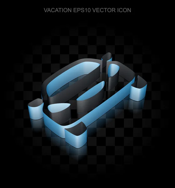 Icono del turismo: Coche azul 3d hecho de papel, sombra transparente, vector EPS 10 . — Vector de stock