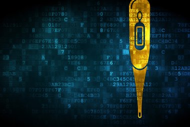 Sağlık kavramı: termometre dijital arka plan üzerinde