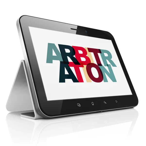 Law concept: Tablet Computer with Arbitration on  display — Stock Photo, Image
