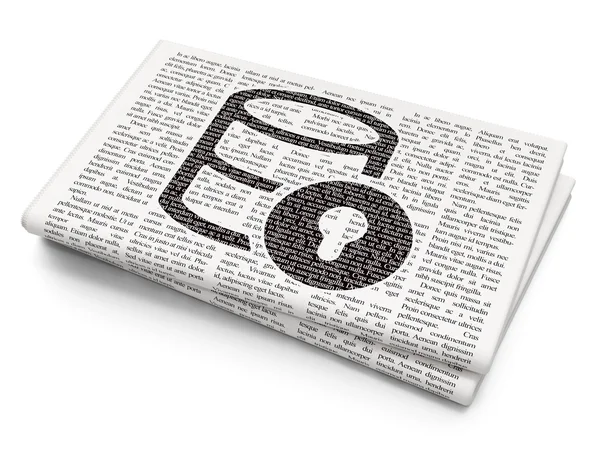 Programming concept: Database With Lock on Newspaper background — Stockfoto