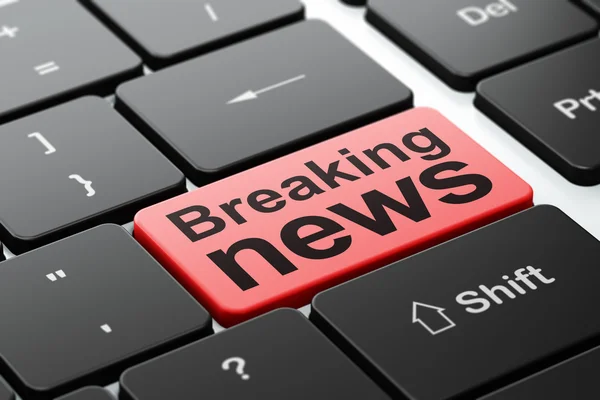 Nachrichtenkonzept: Breaking News auf der Computertastatur — Stockfoto