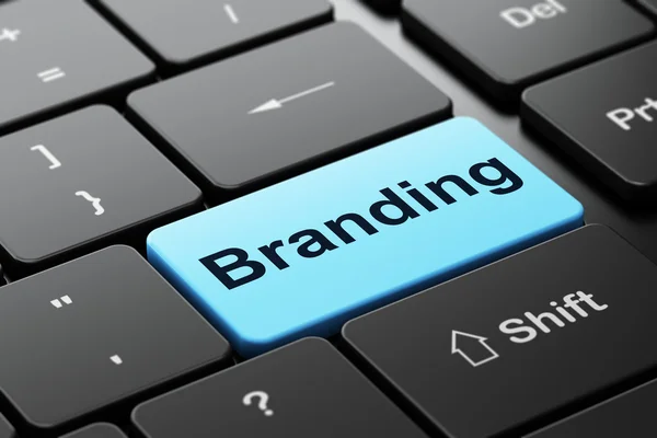 Concetto di marketing: branding su sfondo tastiera del computer — Foto Stock