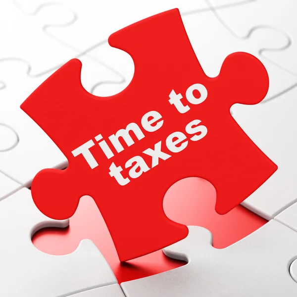 タイムラインの概念: パズルの背景に税金に時間 — ストック写真