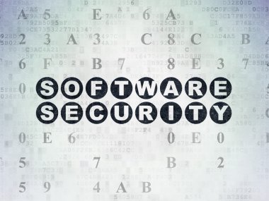 Gizlilik kavramı: dijital veri kağıt arka plan üzerinde yazılım güvenliği