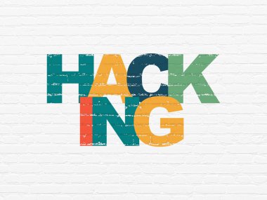Emniyet konsepti: duvar arka plan üzerinde Hacking
