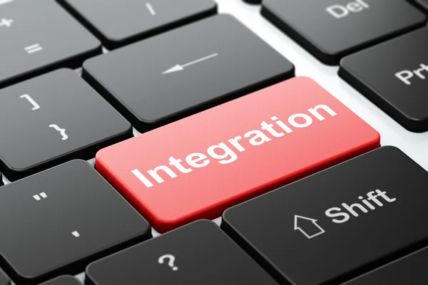 Affärsidé: integration på dator tangentbord bakgrund — Stockfoto