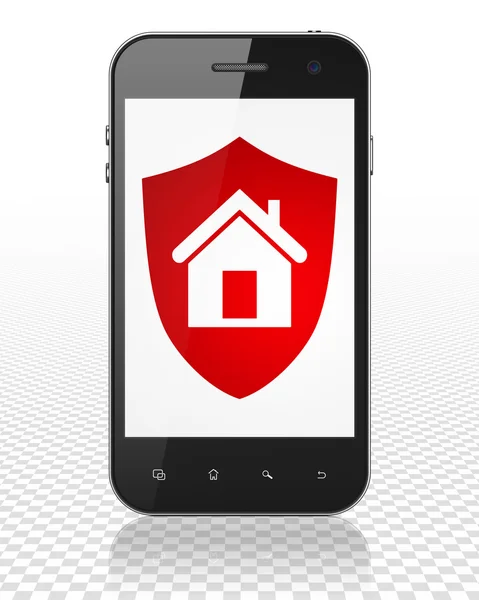 Finance concept: Smartphone with Shield on display — Stock Photo, Image