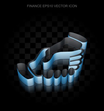 Finans simgesi: Kağıttan yapılmış Mavi 3d El Sıkışması, şeffaf gölge, Eps 10 vektör.