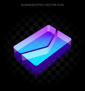 İş simgesi: 3d neon parlayan e-posta yapılan cam, Eps 10 vektör.