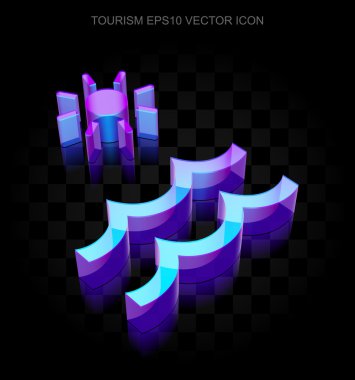 Turizm simgesi: 3d neon parlayan Plaj camdan yapılmış, Eps 10 vektör.