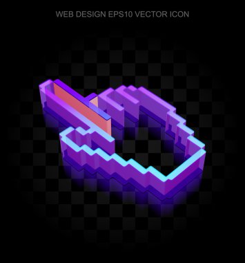 Web geliştirme simgesi: 3d neon parlayan Fare Imleci camdan yapılmış, Eps 10 vektör.