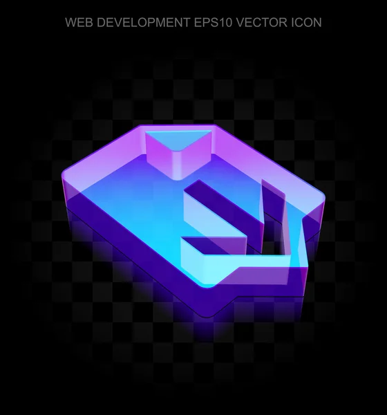 Icono de diseño web: 3d neón brillante Descarga hecha de vidrio, vector EPS 10 . — Archivo Imágenes Vectoriales