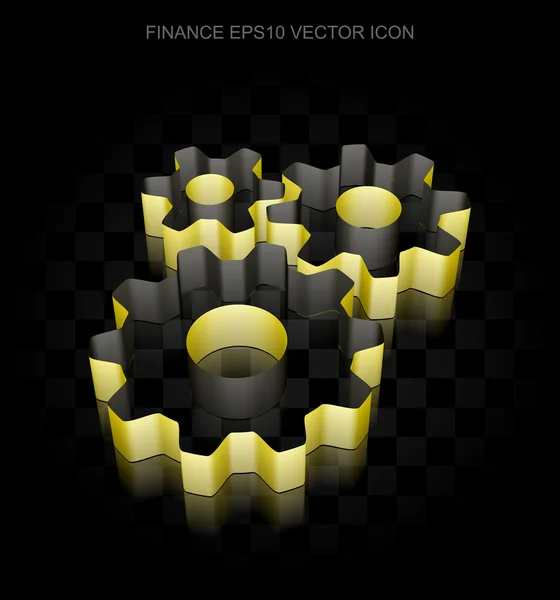Ekonomi ikon: gul 3D-kugghjul av papper, transparent skugga, EPS 10 vektor. — Stock vektor