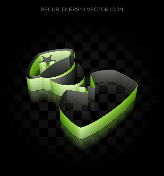 Icono de seguridad: Policía verde 3d hecha de papel, sombra transparente, vector EPS 10 . — Archivo Imágenes Vectoriales