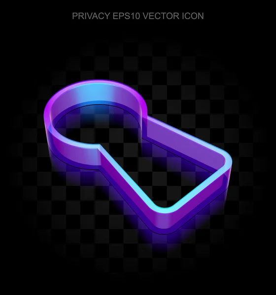 Säkerhets ikon: 3D Neon glödande nyckelhålet av glas, EPS 10 vektor. — Stock vektor