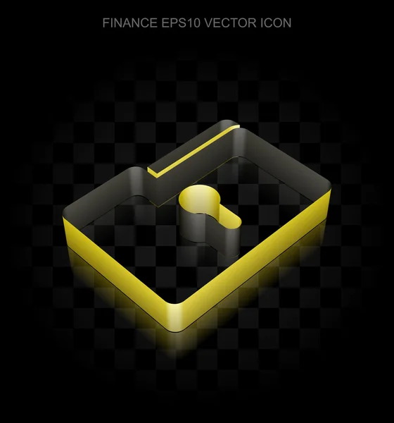 Geschäftsikone: gelber 3D-Ordner mit Schlüsselloch aus Papier, transparenter Schatten, Vektor Folge 10. — Stockvektor