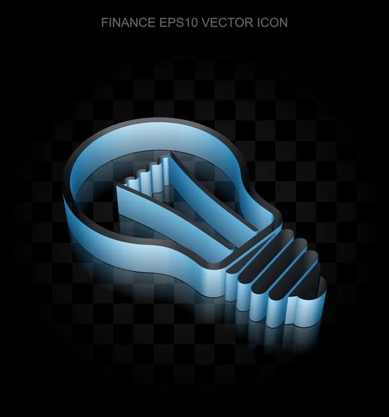 Finance icon: Blue 3d Light Bulb made of paper, transparent shadow, EPS 10 vector. — Stock Vector