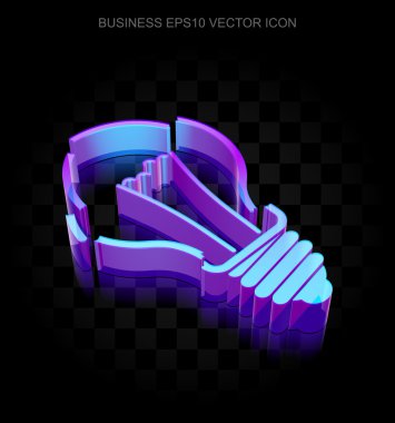 Finans simgesi: 3d neon parlayan Ampul camdan yapılmış, Eps 10 vektör.