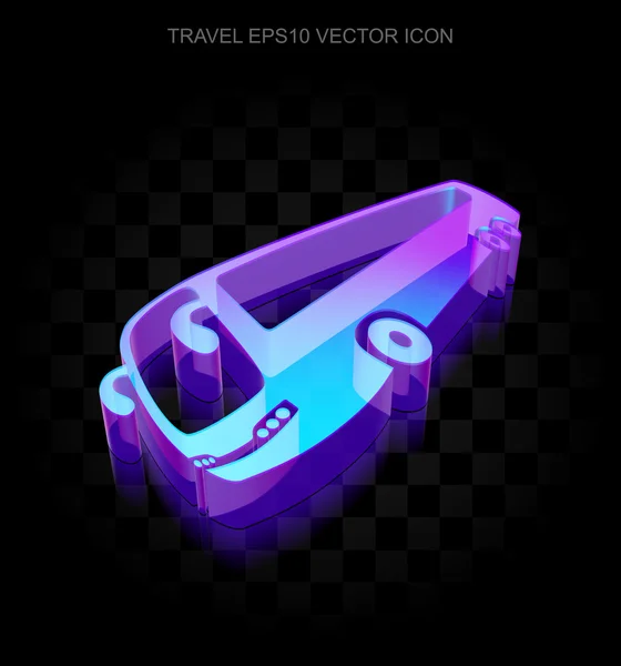 Urlaubs-Ikone: 3d neon glühender Bus aus Glas, Folge 10 Vektor. — Stockvektor