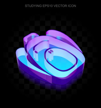 Öğrenme simgesi: 3d neon parlayan Sırt çantası camdan yapılmış, Eps 10 vektör.