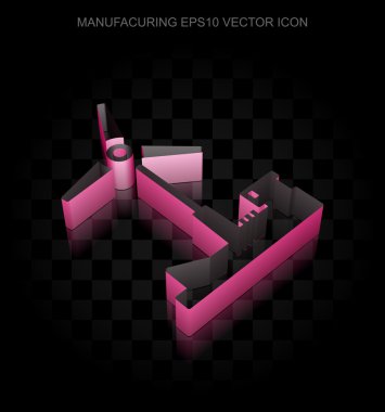 Endüstri simgesi: Kağıttan yapılmış Crimson 3d Yel Değirmeni, şeffaf gölge, Eps 10 vektör.