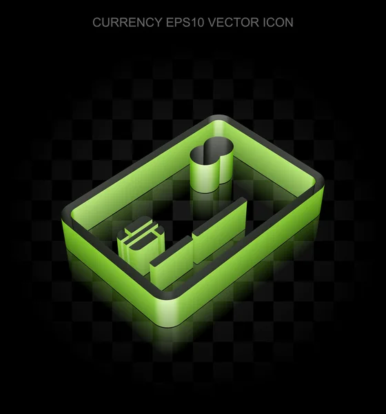 Icône de devise : Carte de crédit 3d verte en papier, ombre transparente, vecteur EPS 10 . — Image vectorielle