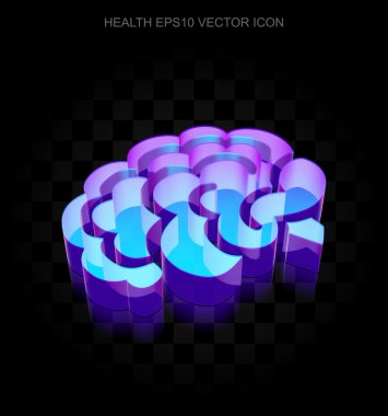 Sağlık simgesi: 3d neon parlayan Beyin camdan yapılmış, Eps 10 vektör.
