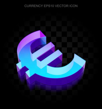 Para simgesi: 3d neon parlayan Euro yapılan cam, Eps 10 vektör.