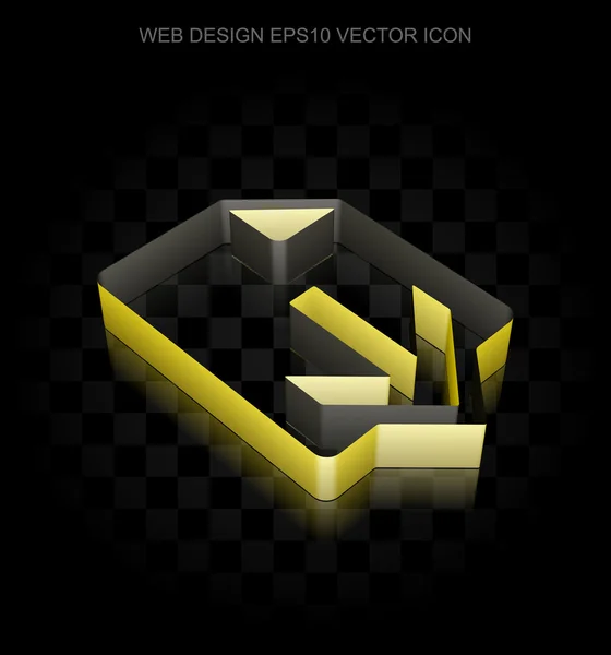 Icono de diseño web: Amarillo 3d Descarga de papel, sombra transparente, vector EPS 10 . — Archivo Imágenes Vectoriales