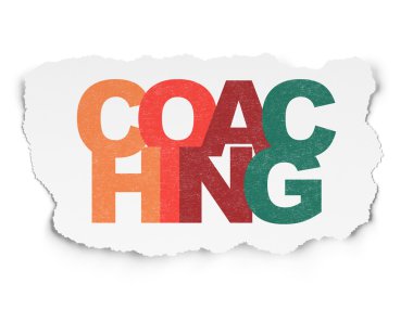 Kavram öğrenme: yırtık kağıt arka plan üzerinde koçluk