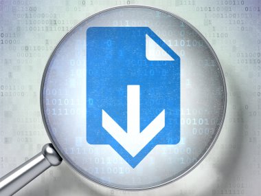 Web design concept: Download with optical glass on digital background