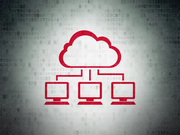 Conceito de computação em nuvem: Cloud Network on Digital Data Paper background — Fotografia de Stock