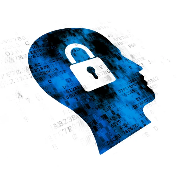 Information concept: Head With Padlock on Digital background — Stock Photo, Image