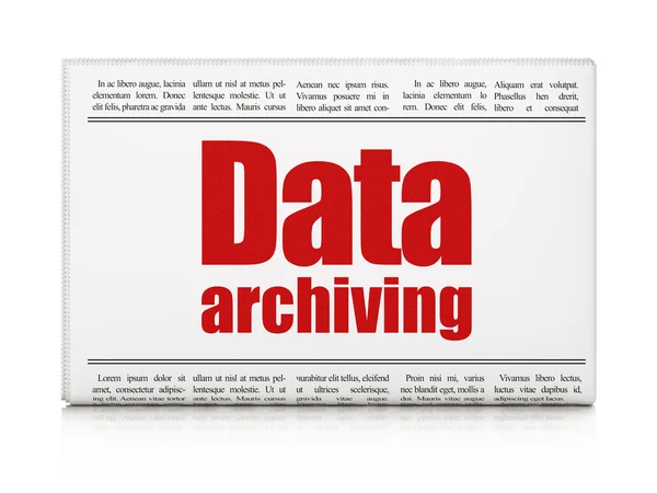 Concept de données : titre du journal Data Archiving — Photo