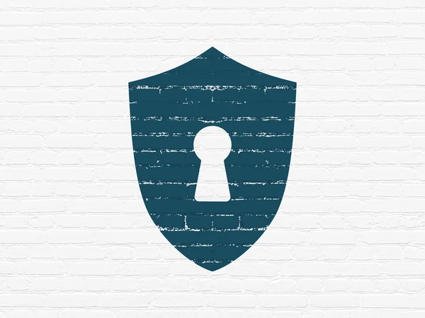 Safety concept: Shield With Keyhole on wall background — Stock Photo, Image