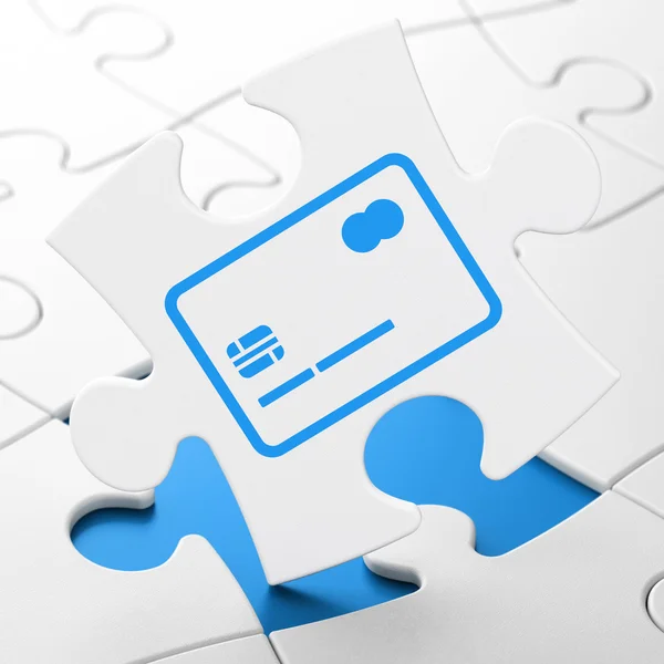 Geld concept: creditcard op puzzel achtergrond — Stockfoto