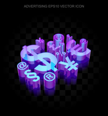 Pazarlama simgesi: 3d neon parlayan Finans simgesi yapılan cam, Eps 10 vektör.