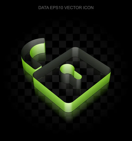 Icono de información: Verde 3d abierto candado de papel, sombra transparente, vector EPS 10 . — Archivo Imágenes Vectoriales