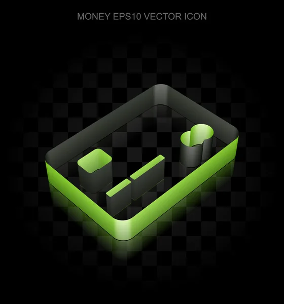 Currency icon: Green 3d Credit Card made of paper, transparent shadow, EPS 10 vector. — Stock Vector