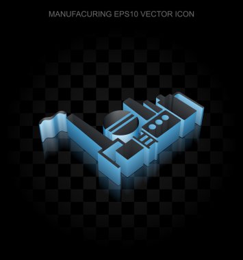 Manufacuring simgesi: mavi 3d petrol ve gaz Indusry yapılan kağıt, saydam gölge, Eps 10 vektör.