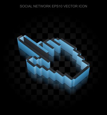 Sosyal medya simge: mavi 3d fare imleci yapılan kağıt, saydam gölge, Eps 10 vektör.